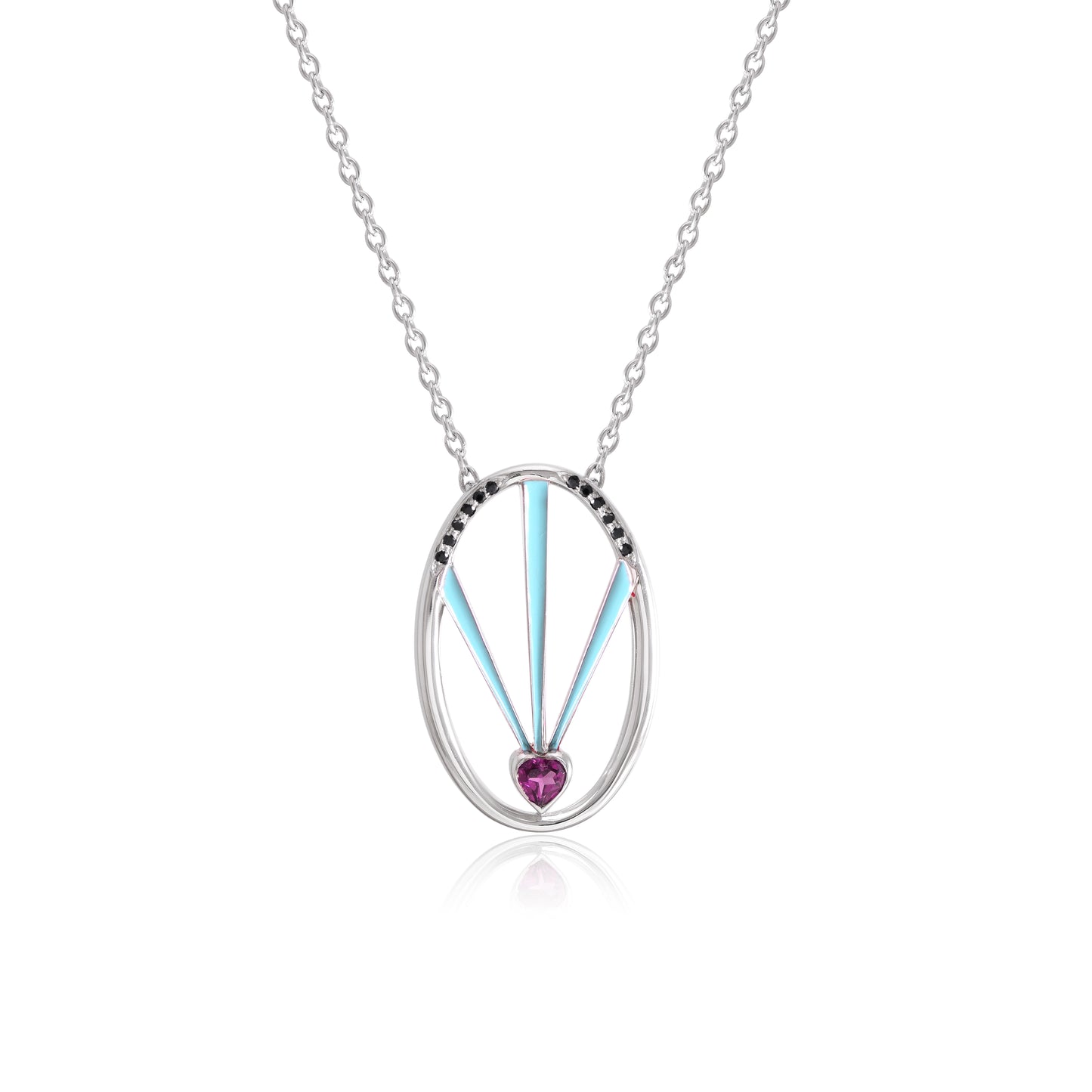 Heart radiant enamel pendant