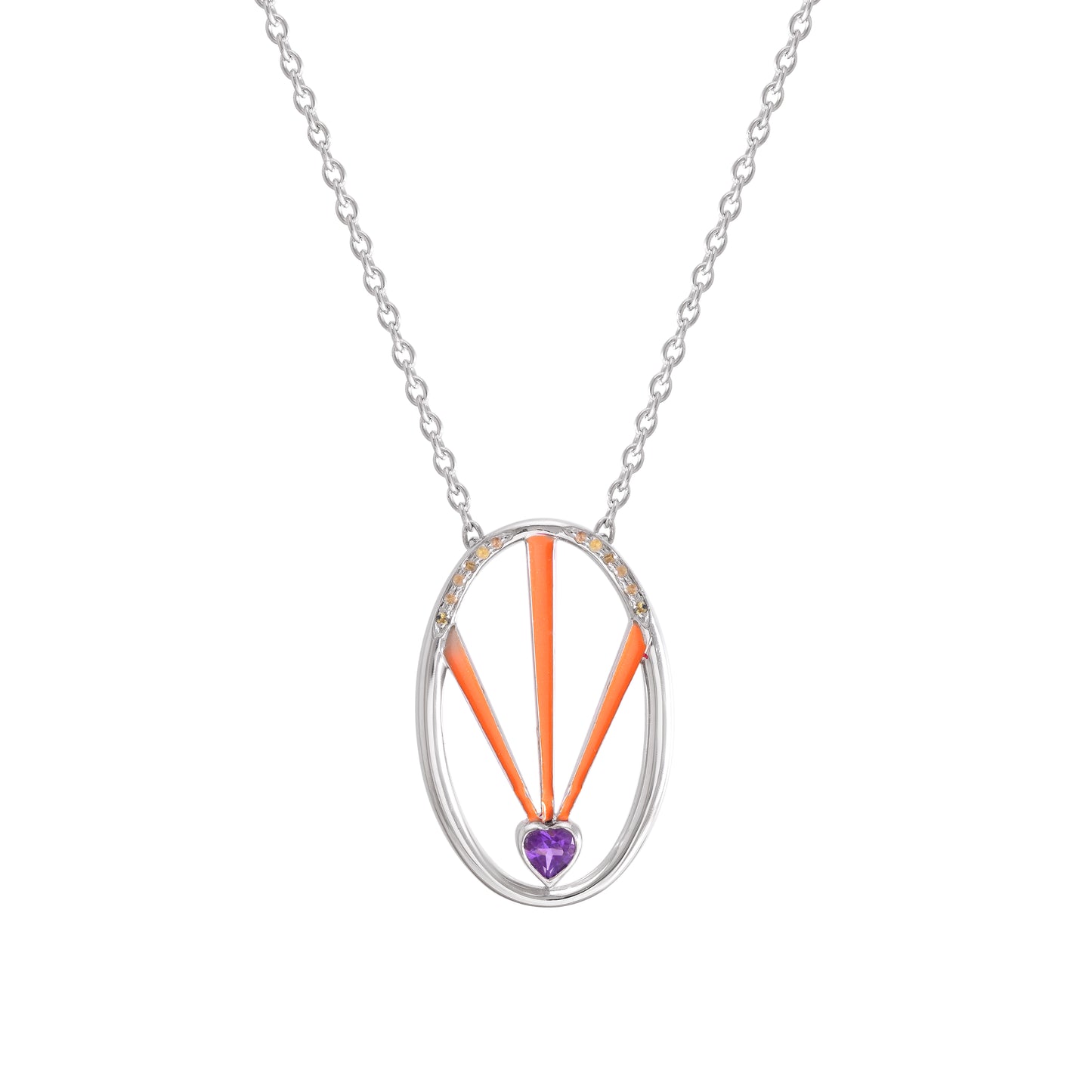 Heart radiant enamel pendant